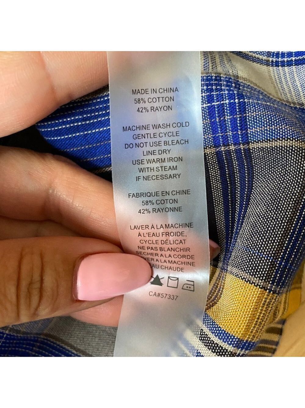 VINCE Camuto New Blue Plaid Top BNWT Short Sleeve - Picture 6 of 8